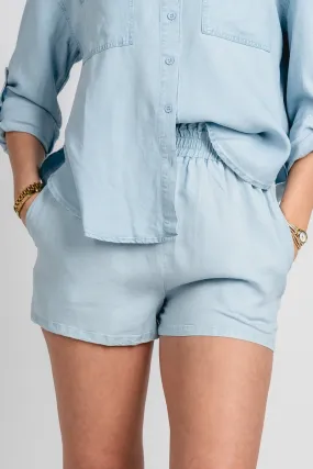 Denim tencel shorts light blue