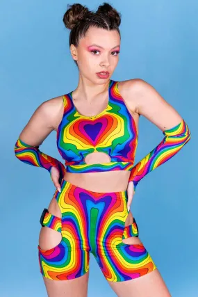 Devil Walking - Groovy unicorn top met gesp - Regenboog