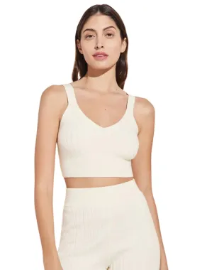 Eberjey Recycled Sweater Wide Rib Crop Tank - Ivory