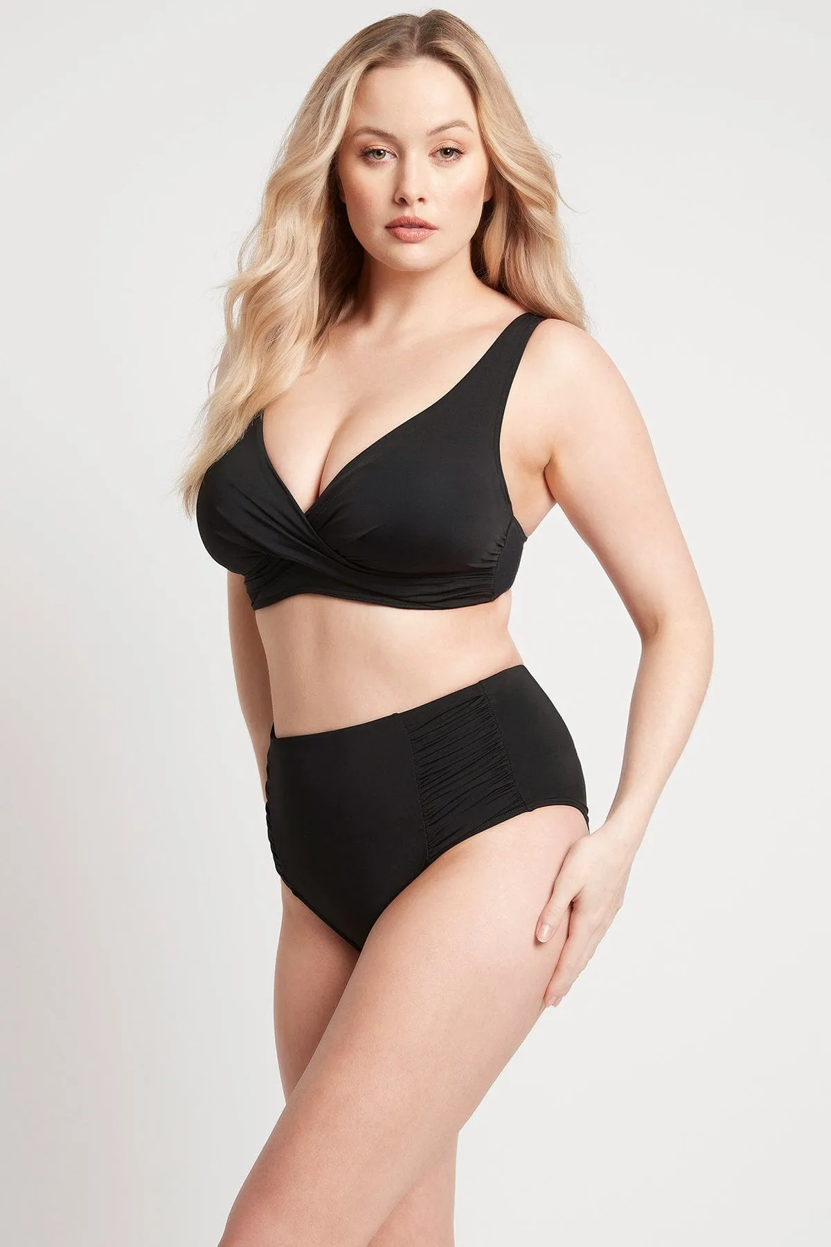 Eco High Waist Gathered Pant Black