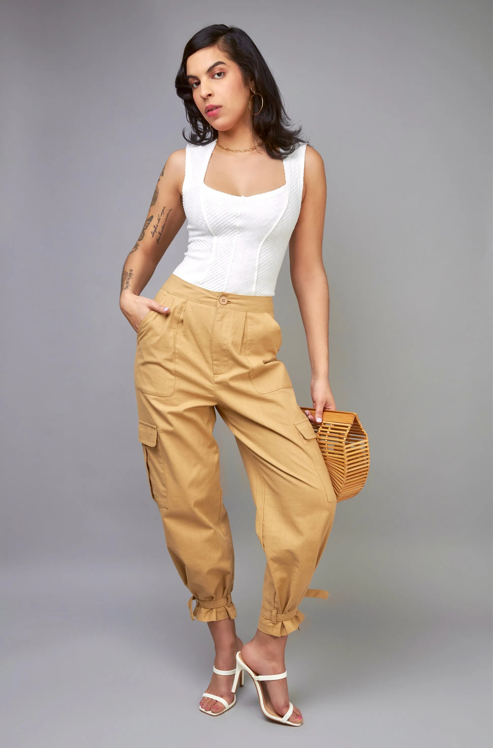 Endless Possibilities Khaki Pencil Style Cargo Pants