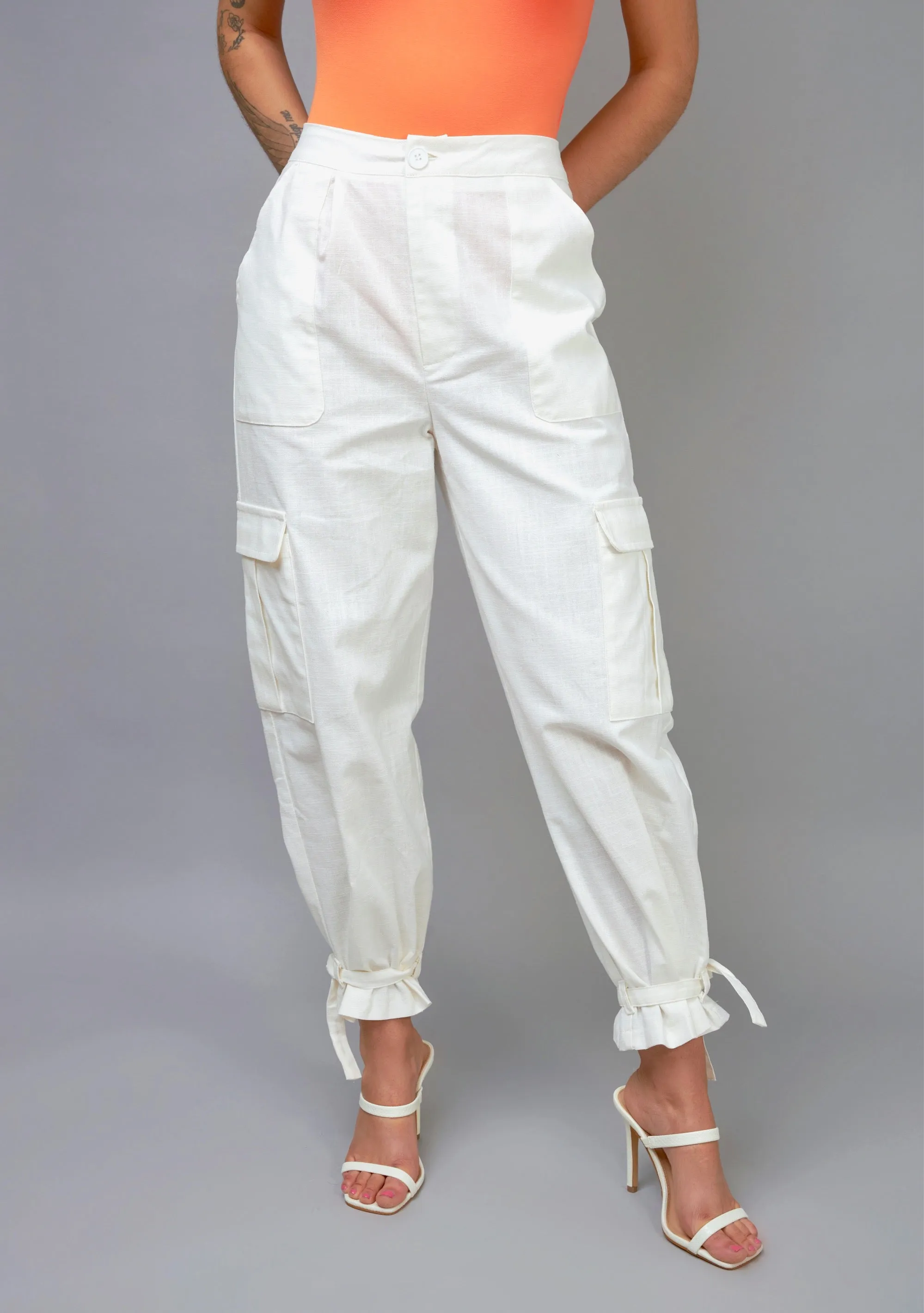 Endless Possibilities White Pencil Style Cargo Pants