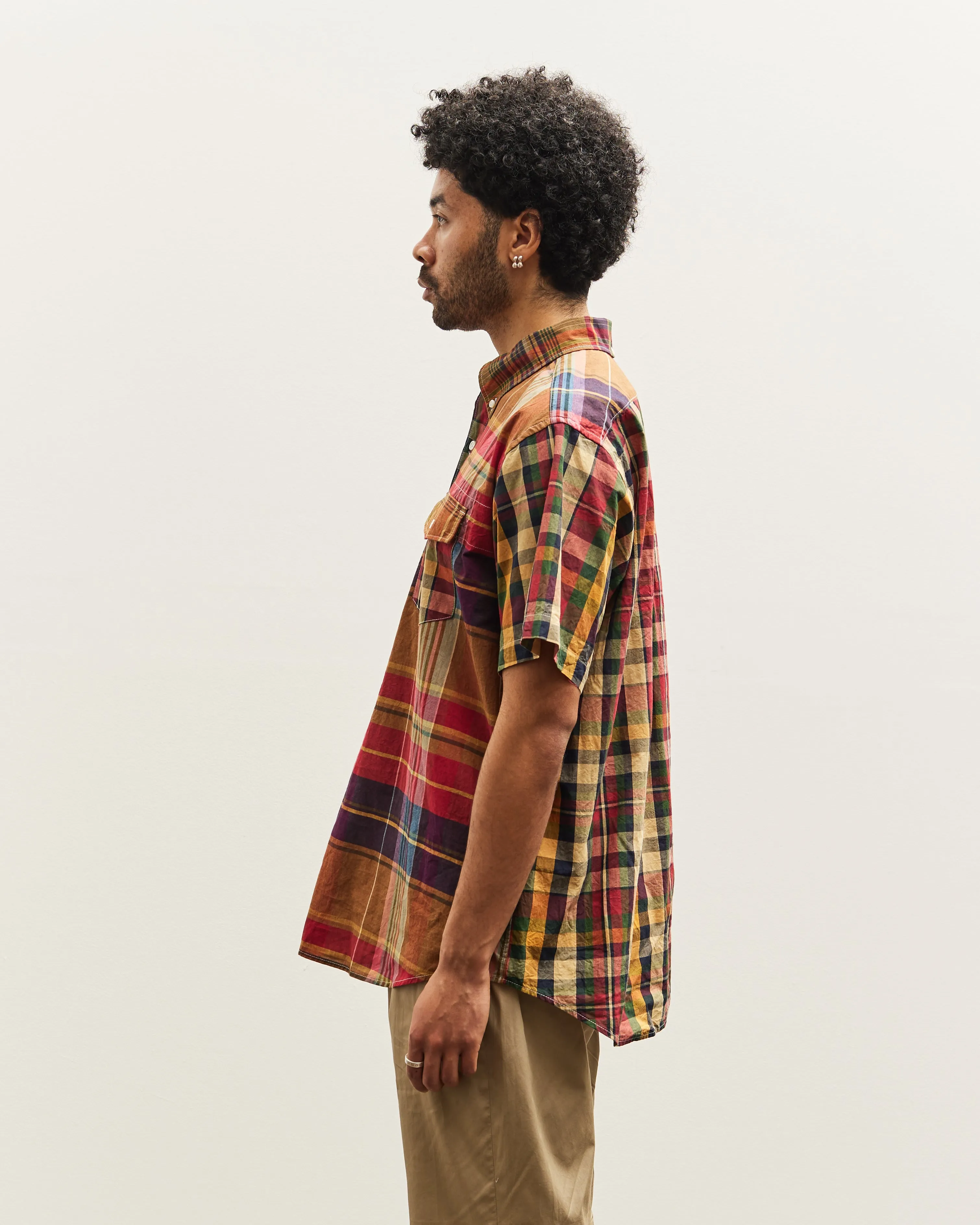 Engineered Garments Big Plaid Popover BD Shirt, Red/Khaki
