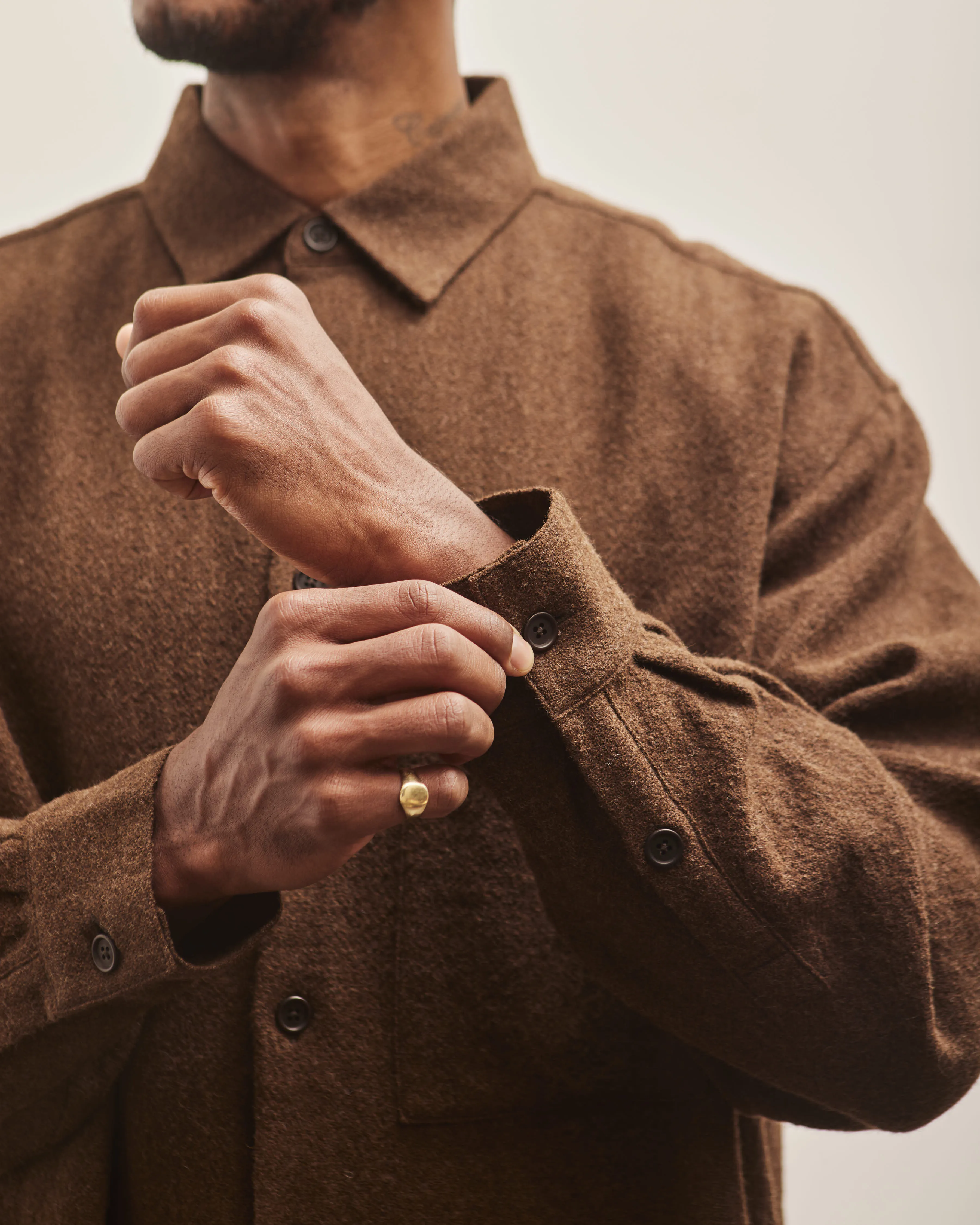 Evan Kinori Big Shirt Two, Lightweight Wool Gauze Rust