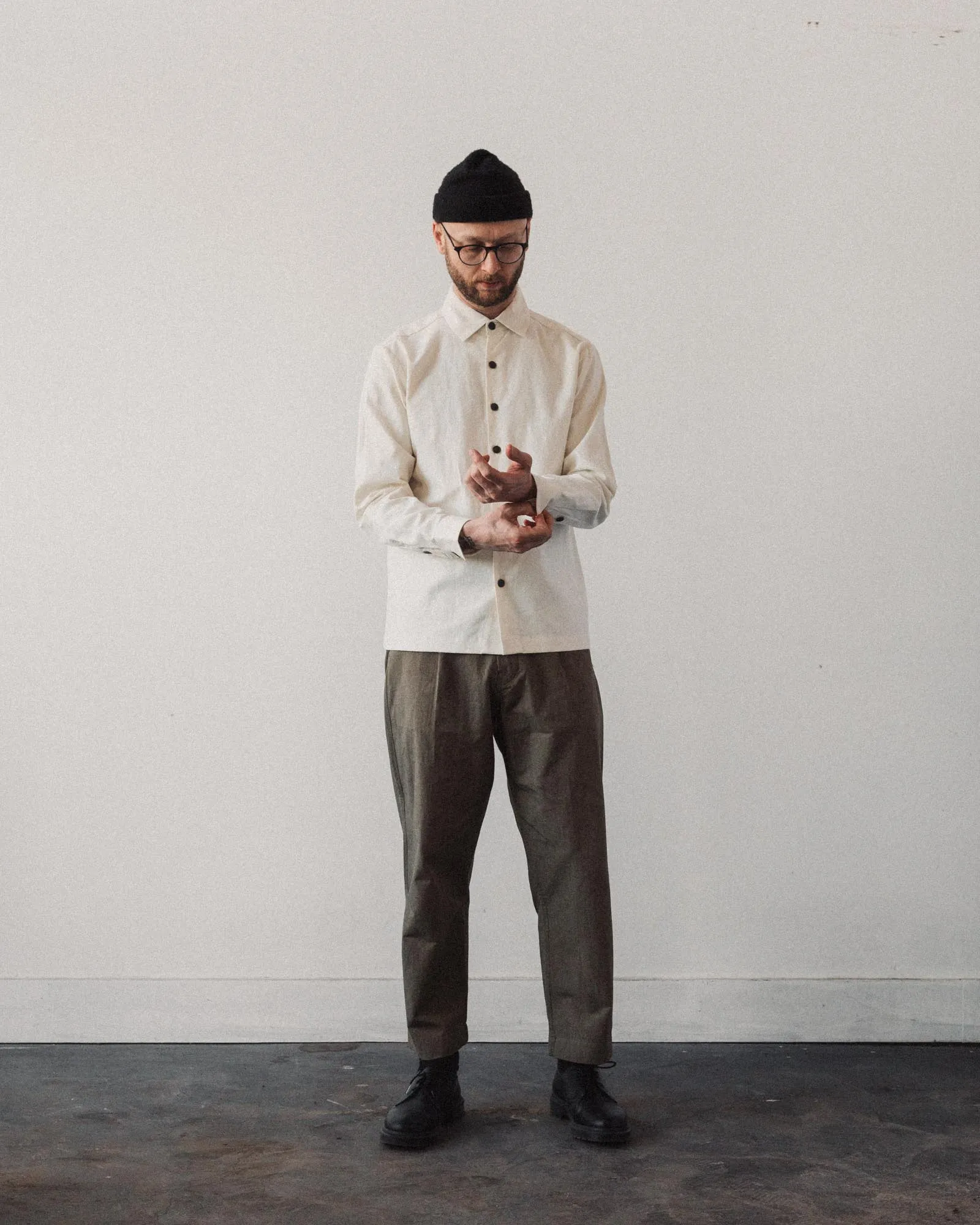 Evan Kinori Flat Hem Shirt, Natural