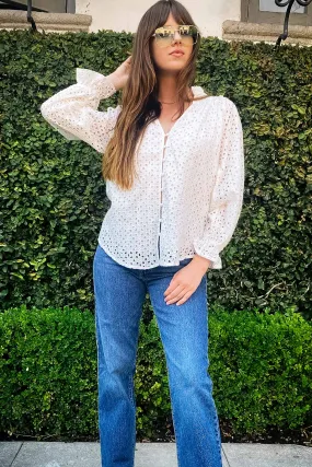 Eyelet Long Sleeve Blouse