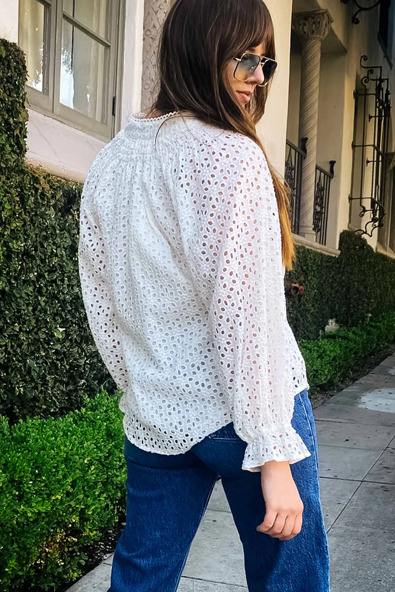 Eyelet Long Sleeve Blouse