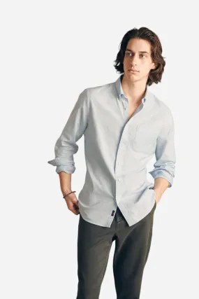 Faherty Short Sleeve Supima Oxford Shirt in Blue Heather