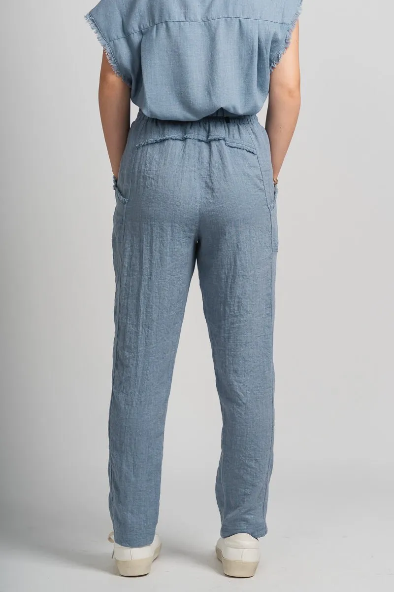 Fray detail cargo pants denim