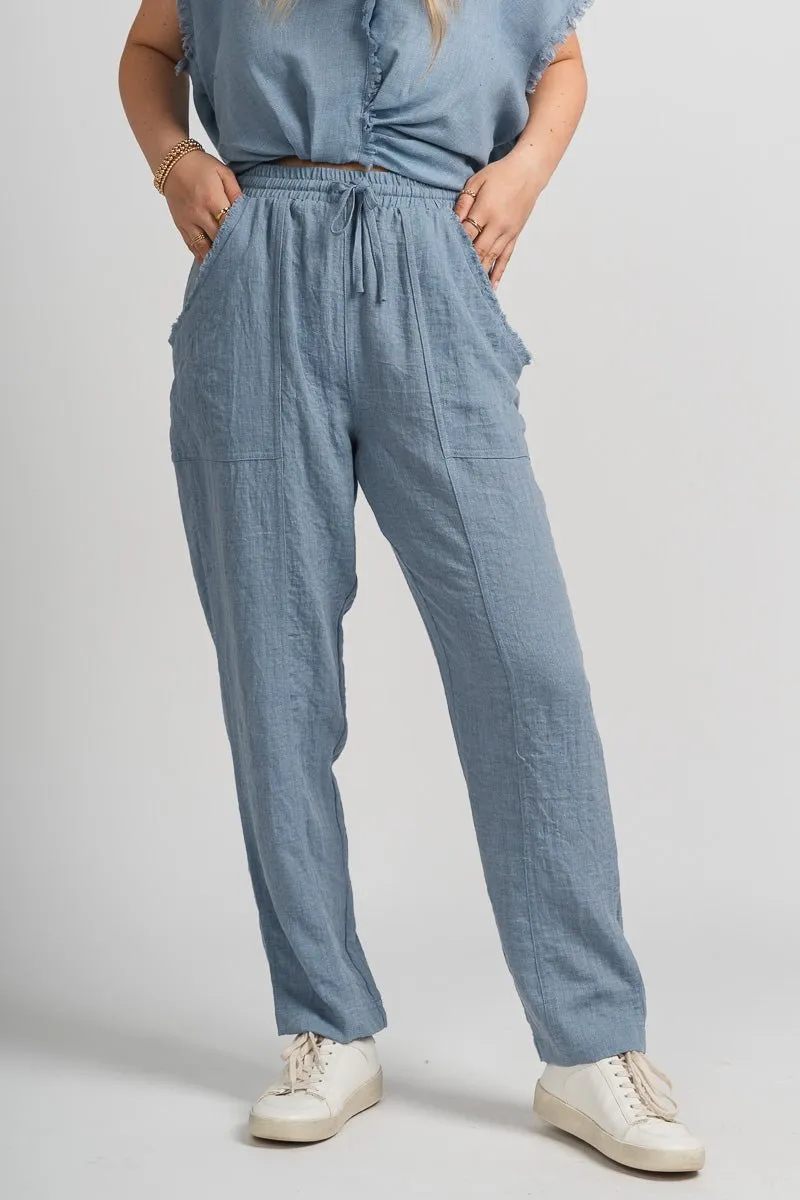 Fray detail cargo pants denim