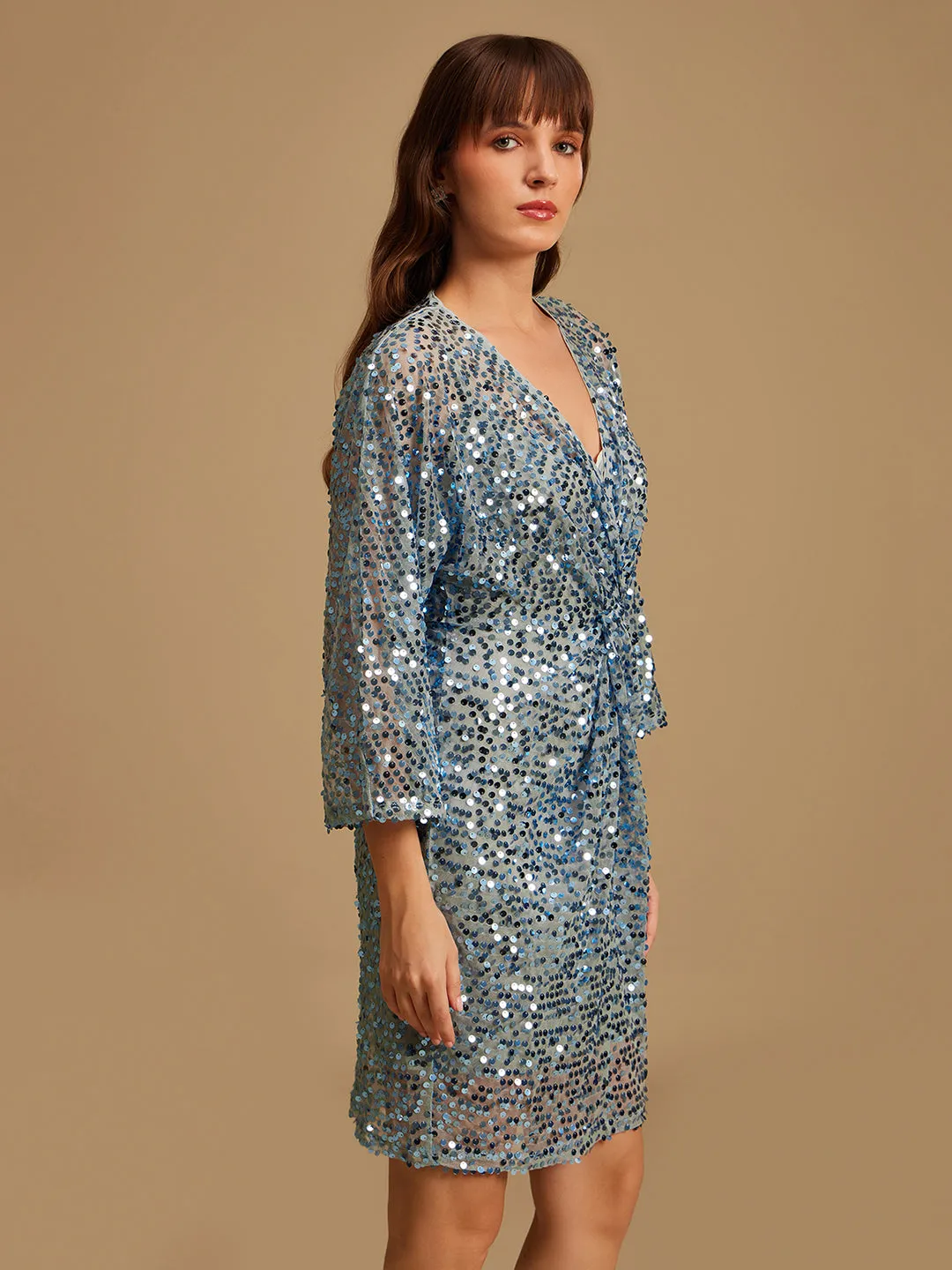 Front Knotted Sequined Dress
