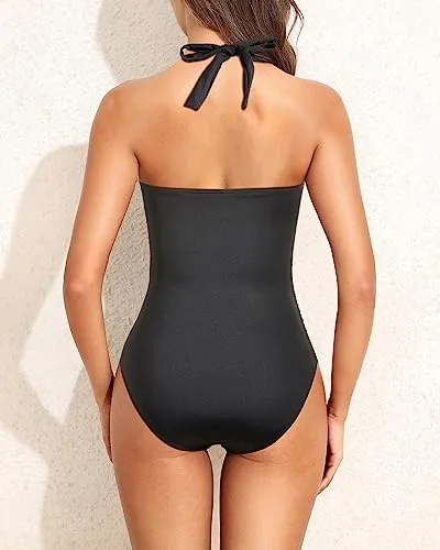 Halter V Neck One Piece Swimsuits