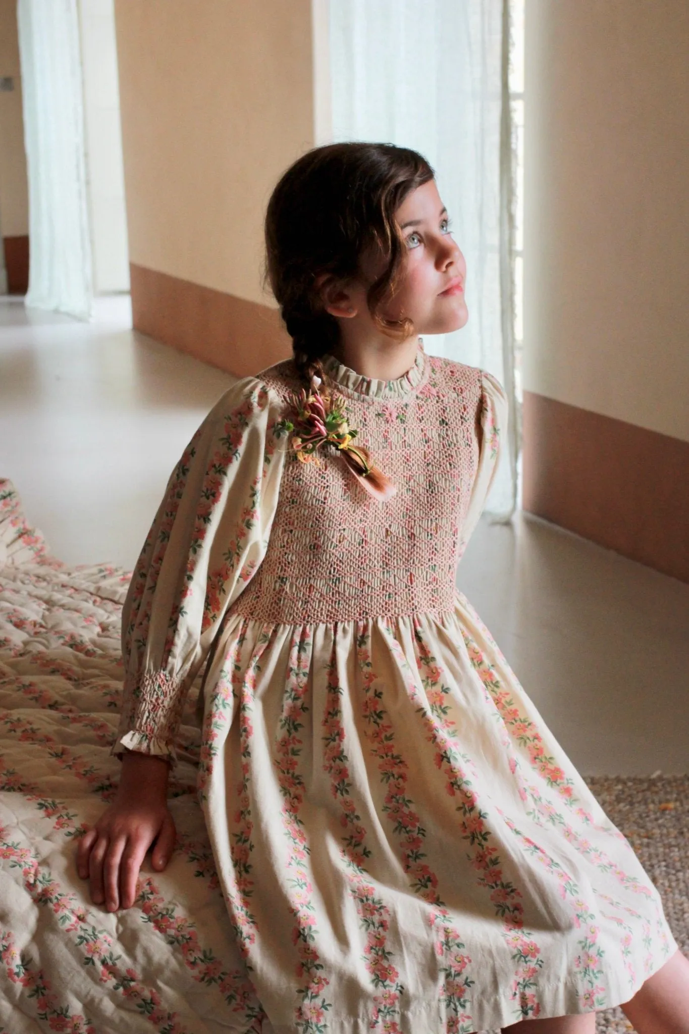 Handsmock Dress in Farandole Flowers by Bonjour