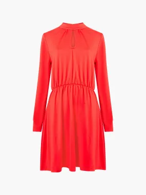 High Neck Keyhole Ponte Mini Dress