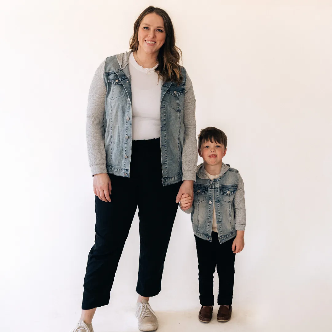 Hooded Denim Jacket- Mom & Son