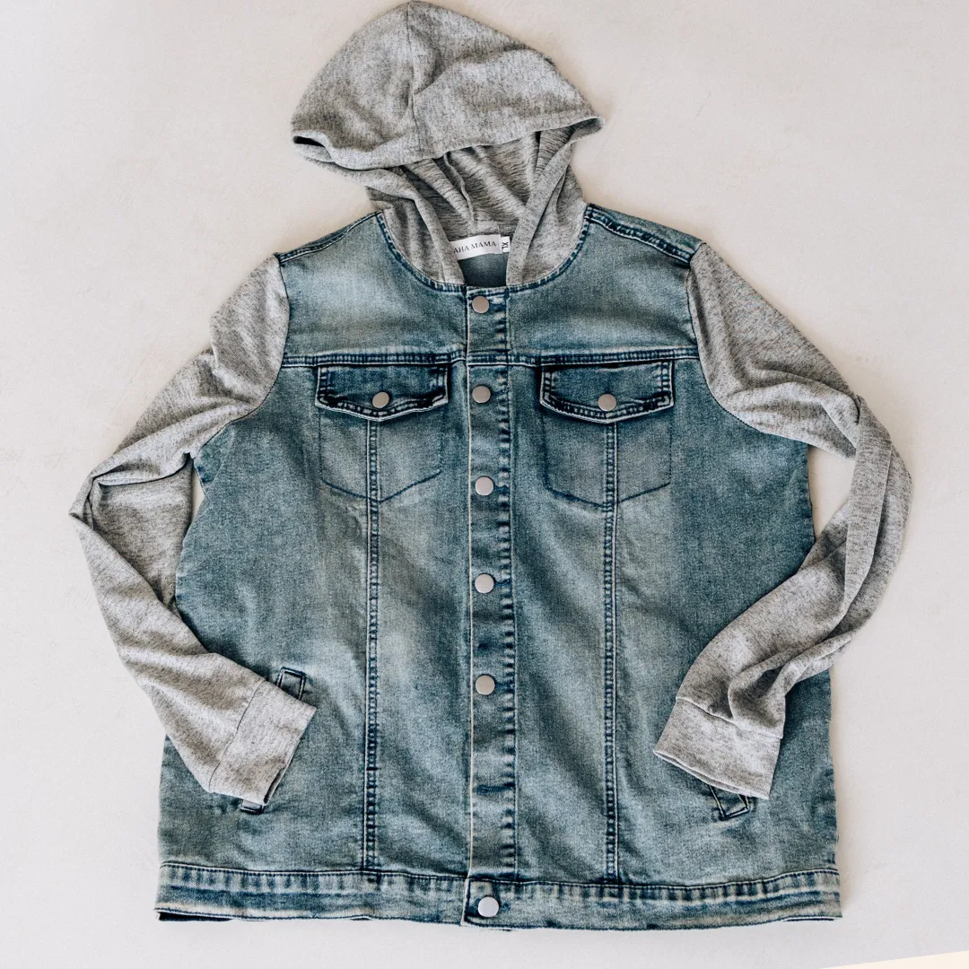 Hooded Denim Jacket- Mom & Son