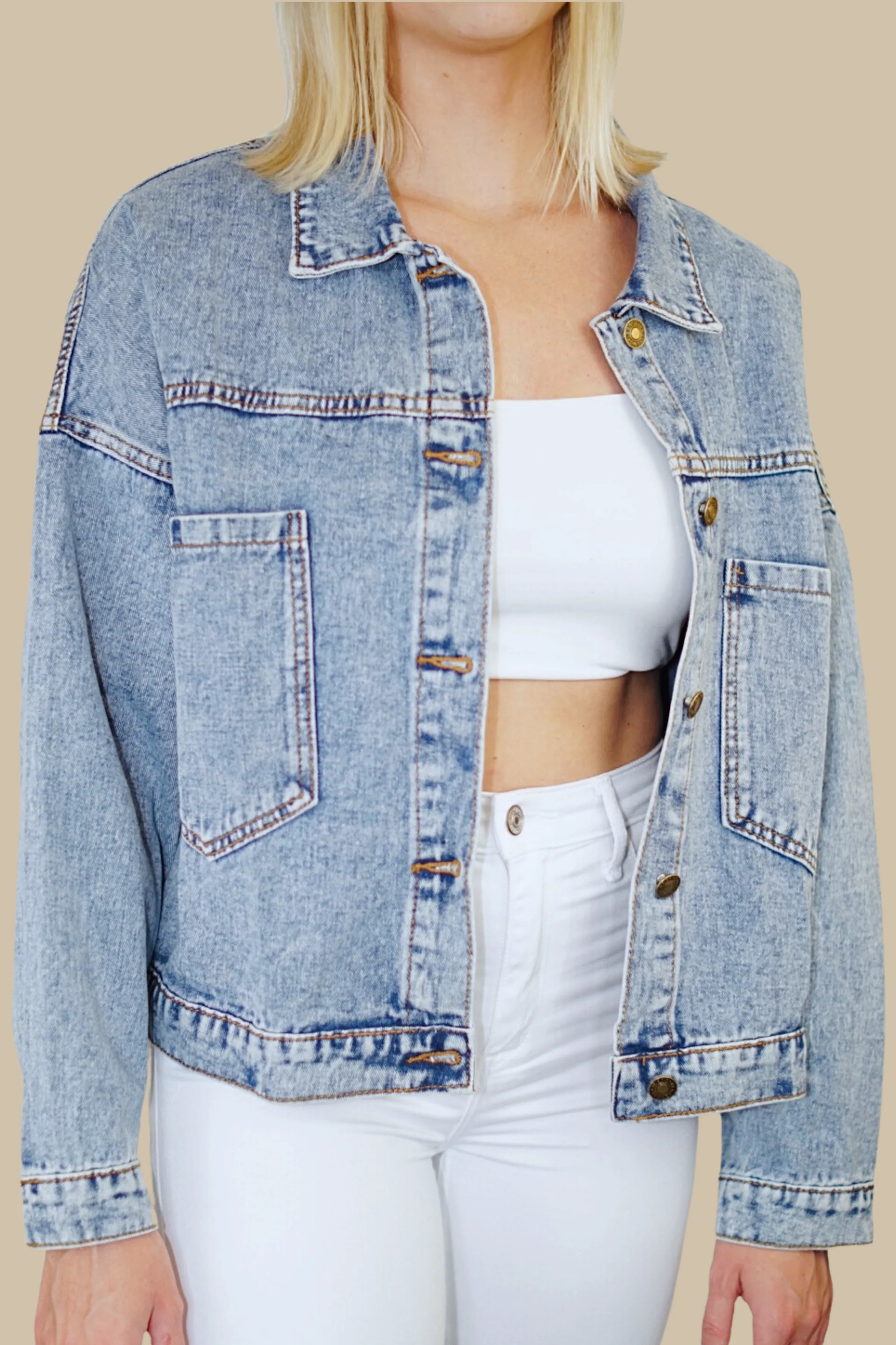 Howdy (Rose Pink) Lips Print Denim Jacket