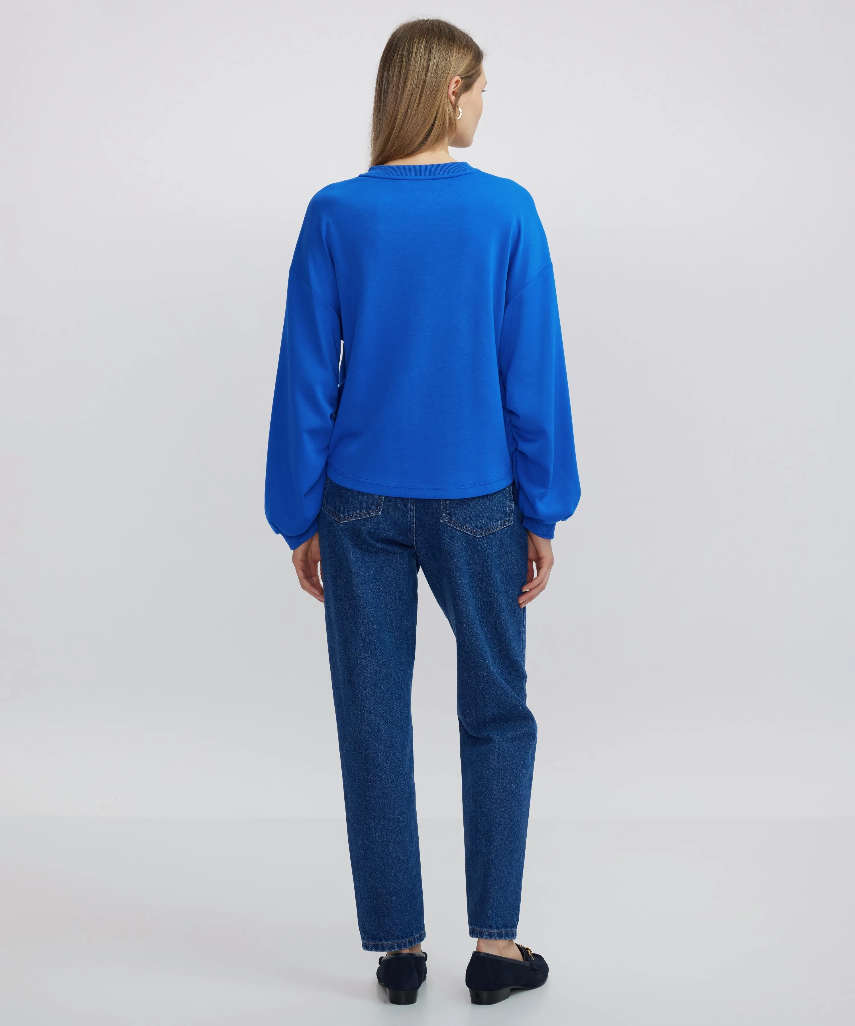 Ipekyol Draped Balloon Sleeve Sweatshirt Blue