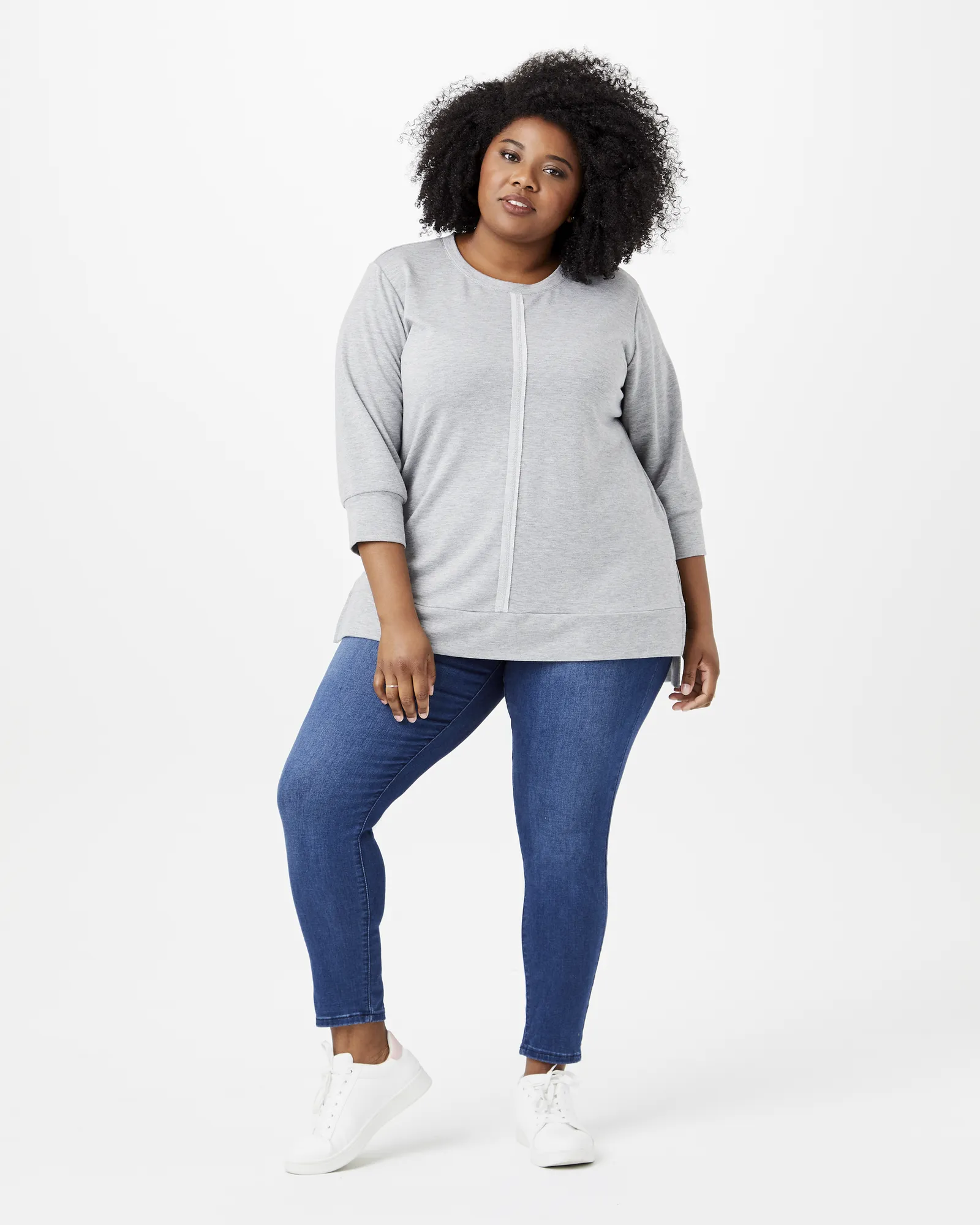 Kamari Three-Quarter Sleeve Tunic | Light Grey