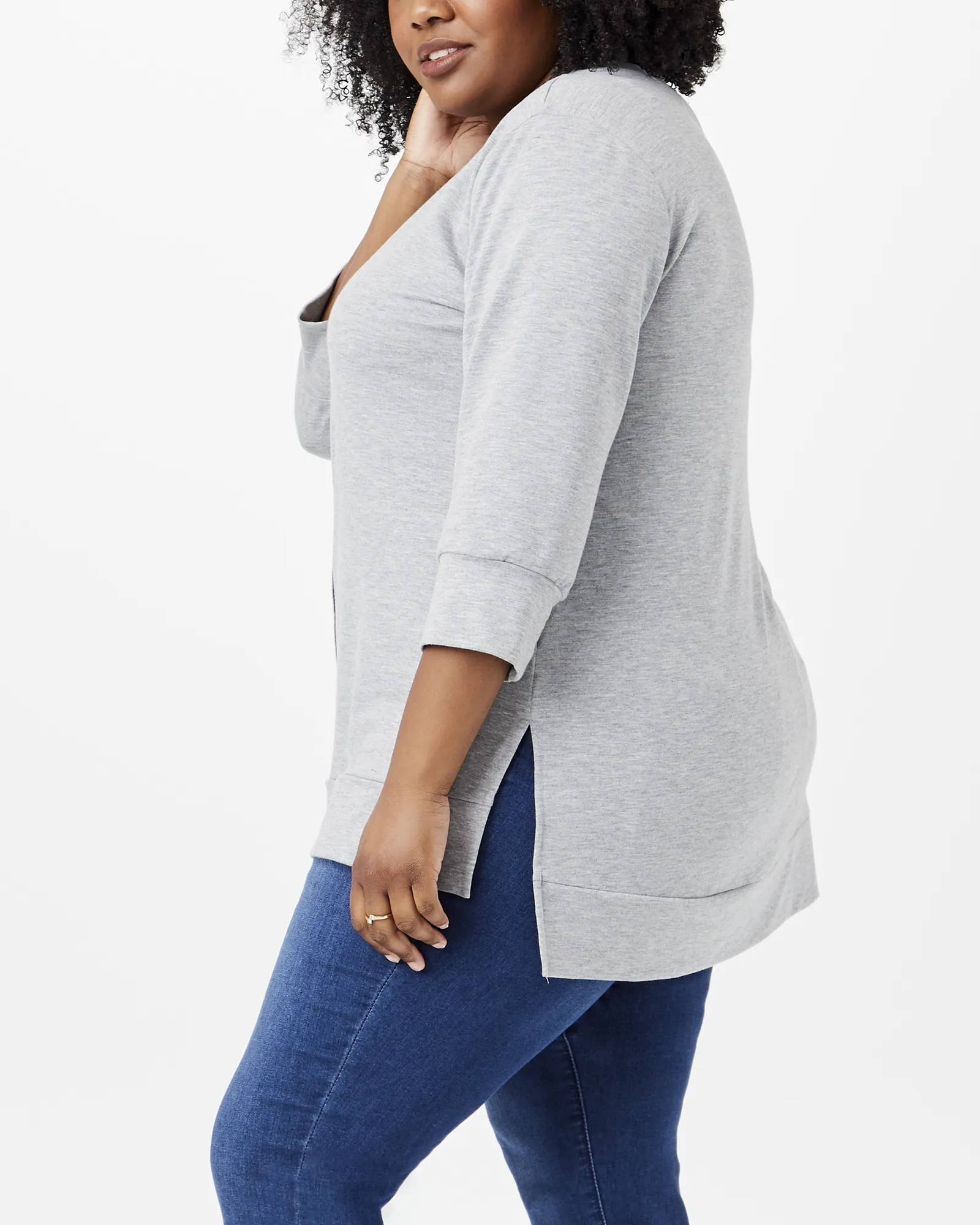 Kamari Three-Quarter Sleeve Tunic | Light Grey