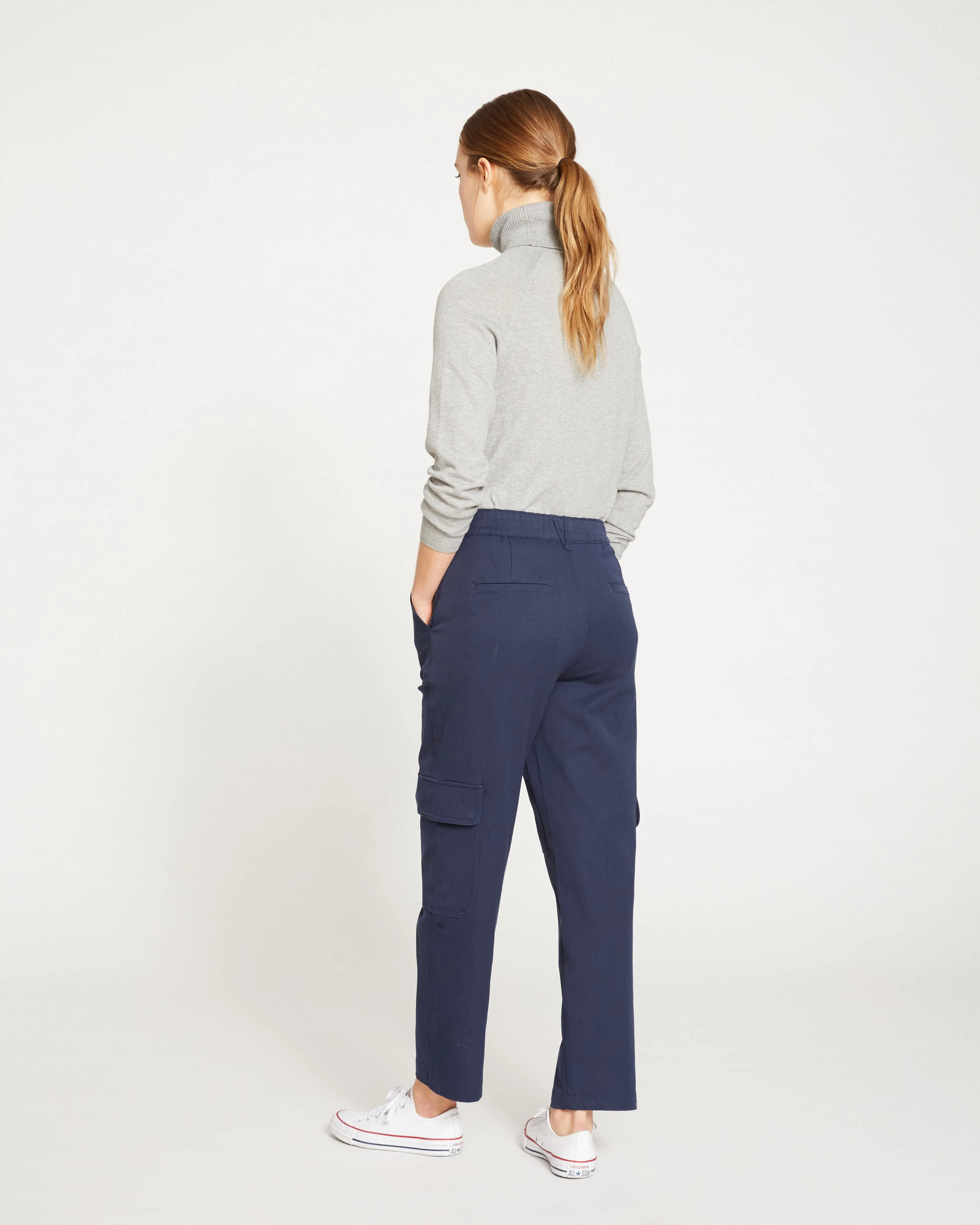 Karlee Stretch Cotton Twill Cargo Pants - Navy
