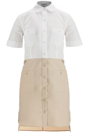 khaki typewriter cloth dress with striped logo FDSF05U 04502 KHAKI