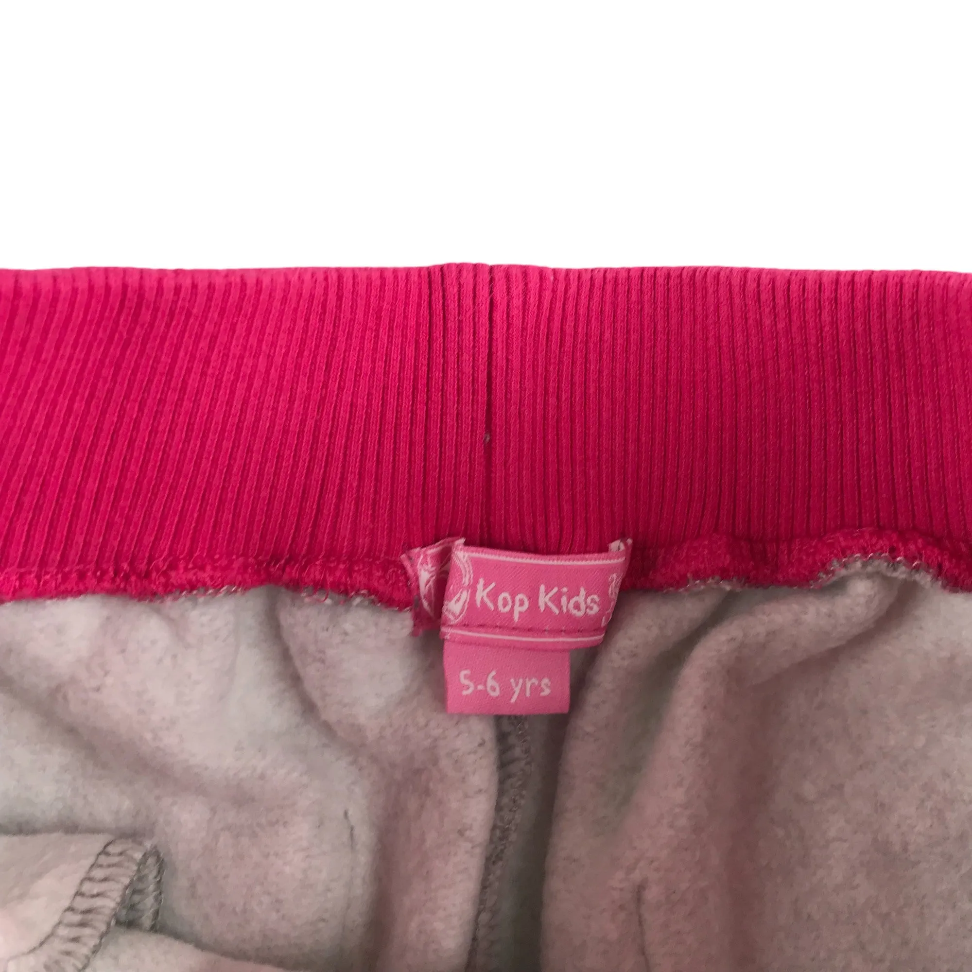Kop Kids Liverpool FC joggers 5-6 years grey with pink elasticated waistband