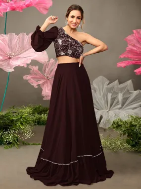 Malaika Arora Style Brown One Shoulder Top & Skirt