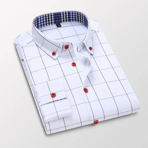 Men Casual Cotton Long Sleeve Light Dress Shirt