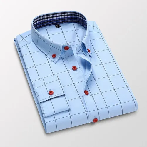 Men Casual Cotton Long Sleeve Light Dress Shirt