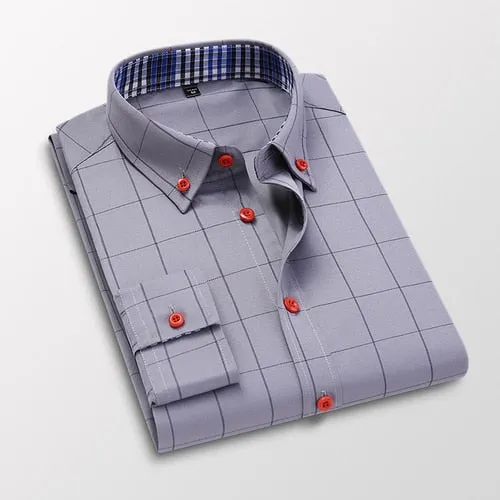 Men Casual Cotton Long Sleeve Light Dress Shirt