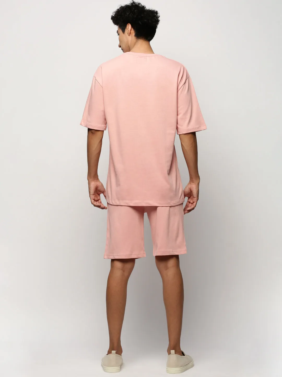 Men Peach Solid Casual Co ords