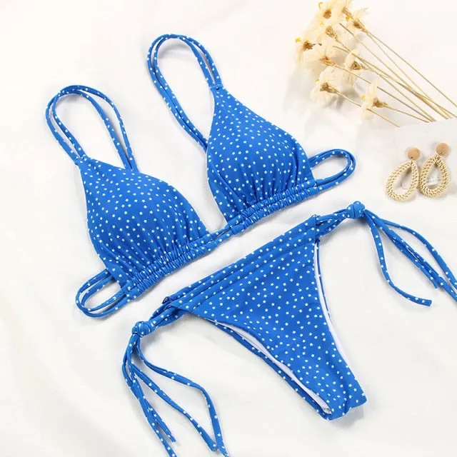 Micendy 2021 Polka Dot Bikini Women Swimwear Strappy Swimsuit Female Bandage Bather Bathing Suits Triangle Bikini Sets Beachwear