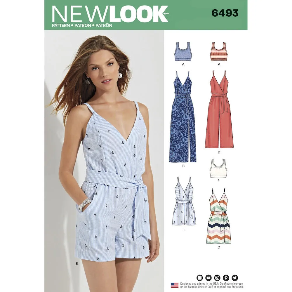 Newlook Pattern 6493 Misses' Jumpsuit and Dress in Two Lengths with Bralette