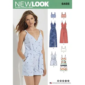 Newlook Pattern 6493 Misses' Jumpsuit and Dress in Two Lengths with Bralette