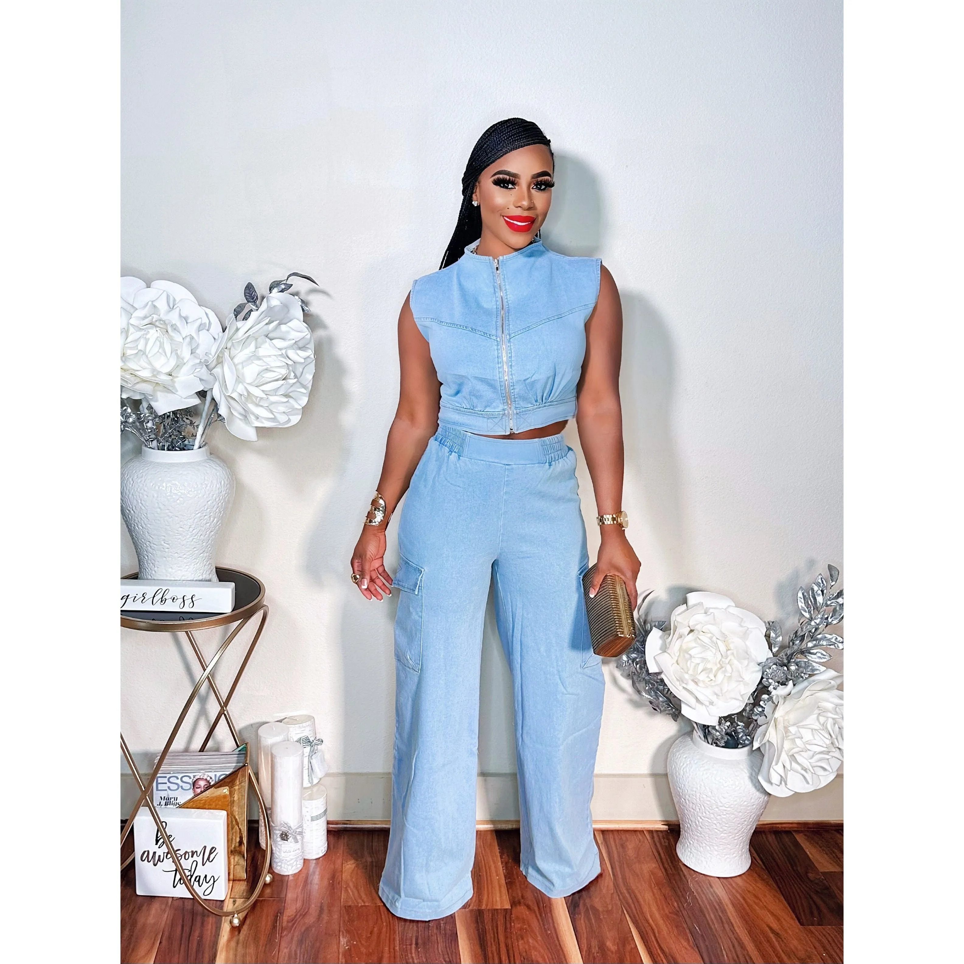 ON TO THE NEXT DENIM PANTS SET