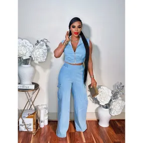 ON TO THE NEXT DENIM PANTS SET