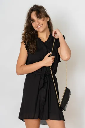 PARIS RUFFLE DRESS -BLACK