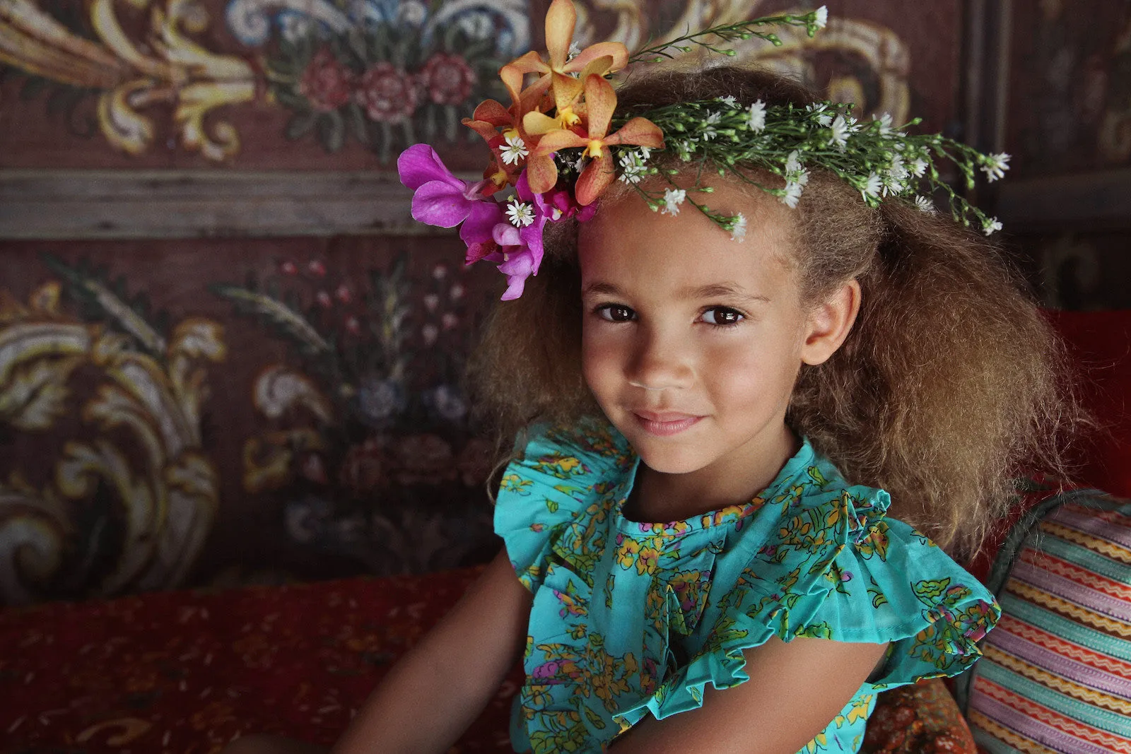 Peony Playsuit Aqua Greek Meadow