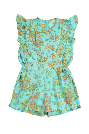 Peony Playsuit Aqua Greek Meadow