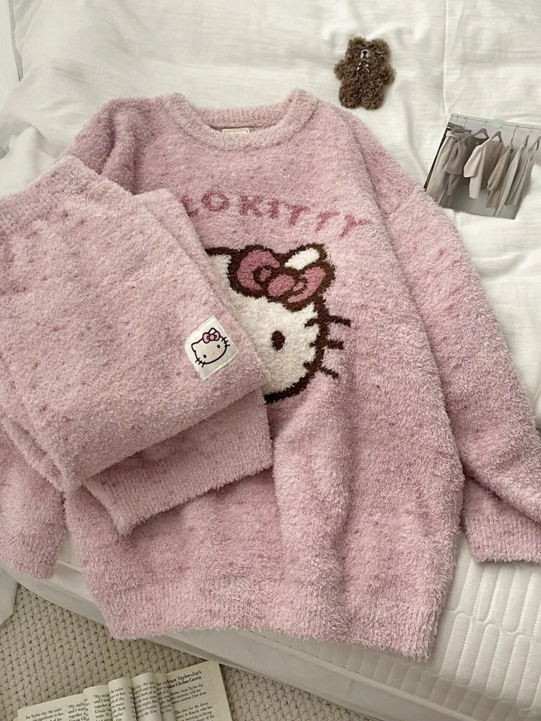Pink Soft Kitty Fuzzy Pajama Set SK559