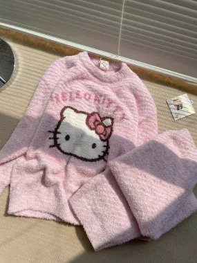 Pink Soft Kitty Fuzzy Pajama Set SK559