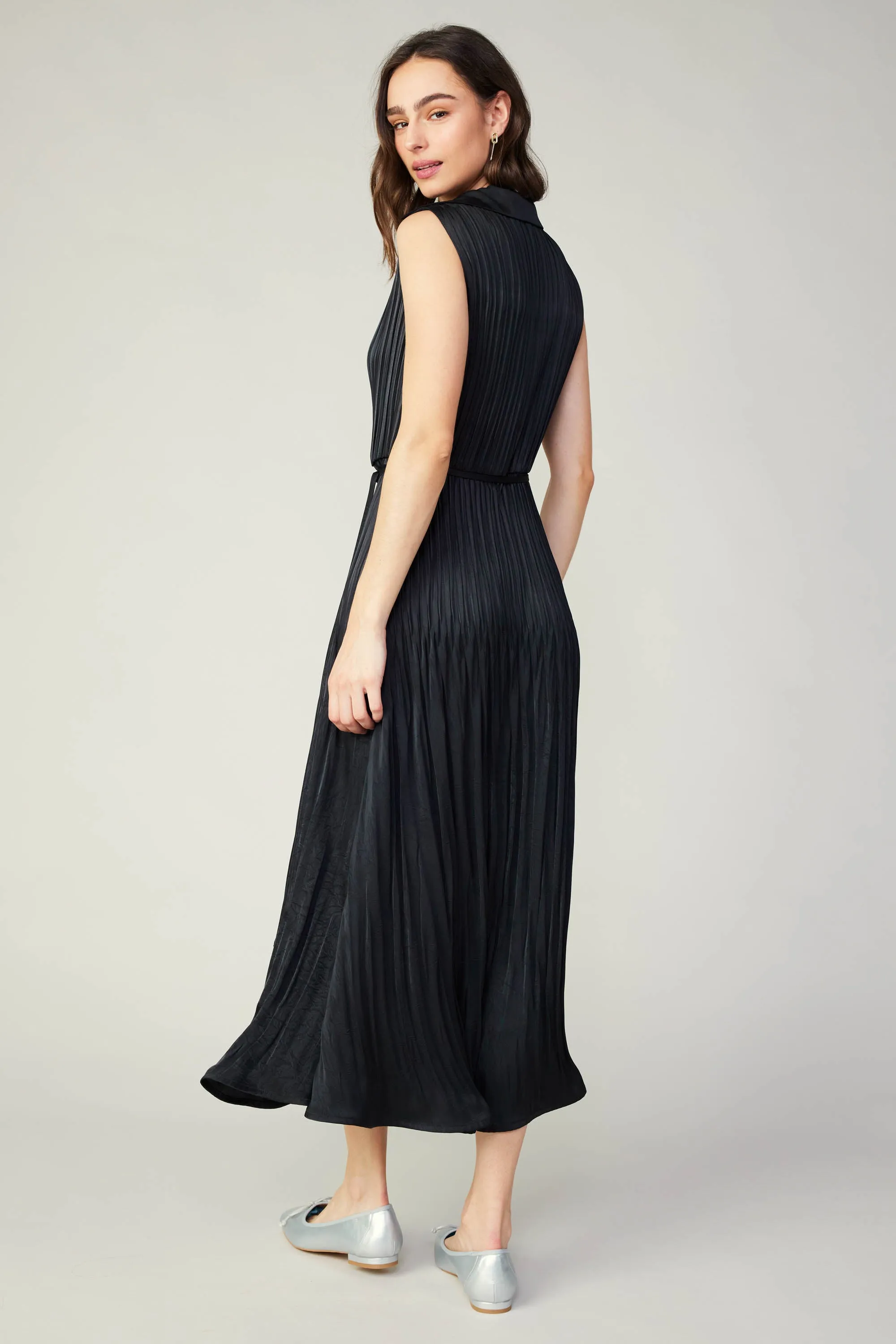 Plisse Buttondown Dress