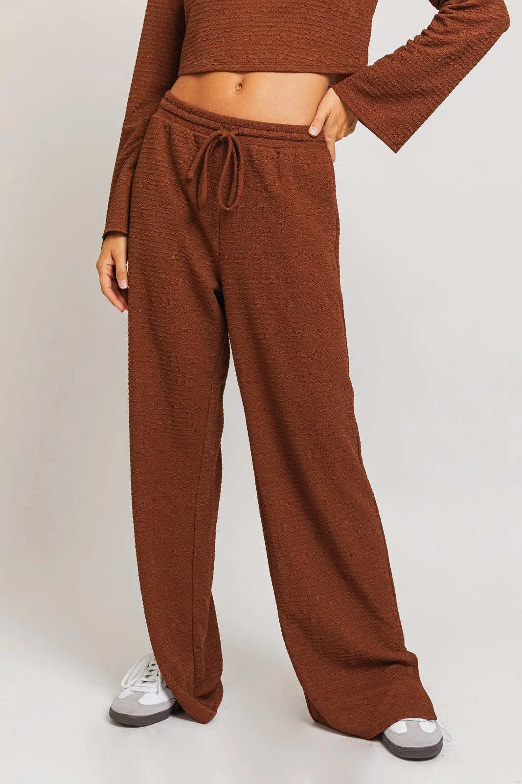 "Sunday Coffee" Brown Long Sleeve Lounge Set