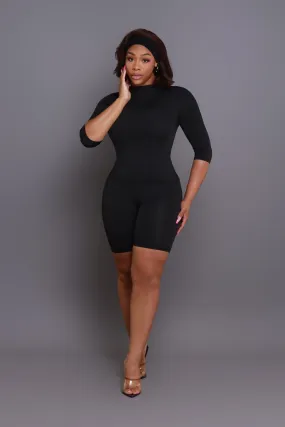 Rescue You Quarter Sleeve Biker Shorts Set - Black