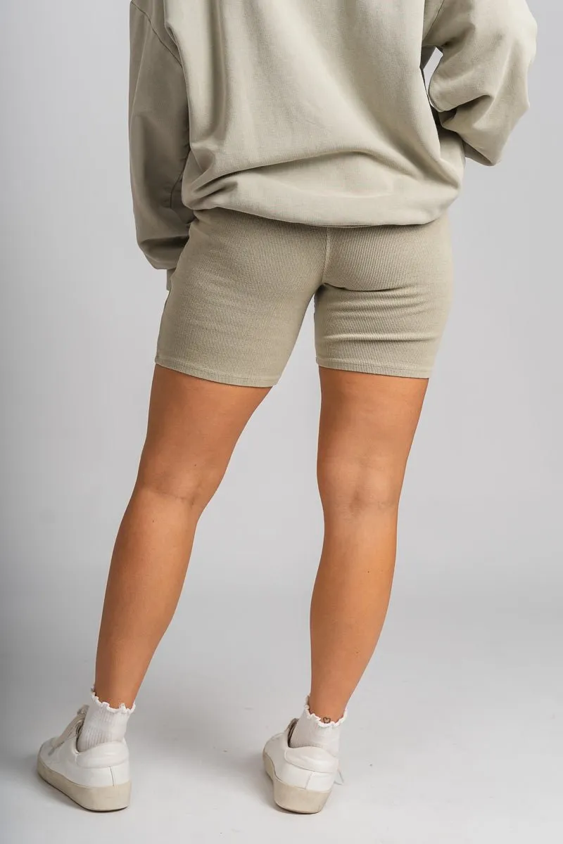 Ribbed biker shorts light green