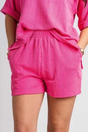 Ribbed knit shorts hot pink