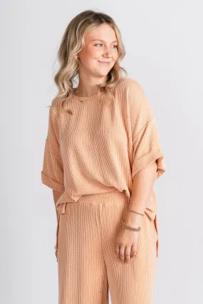 Ribbed short sleeve top pumpkin