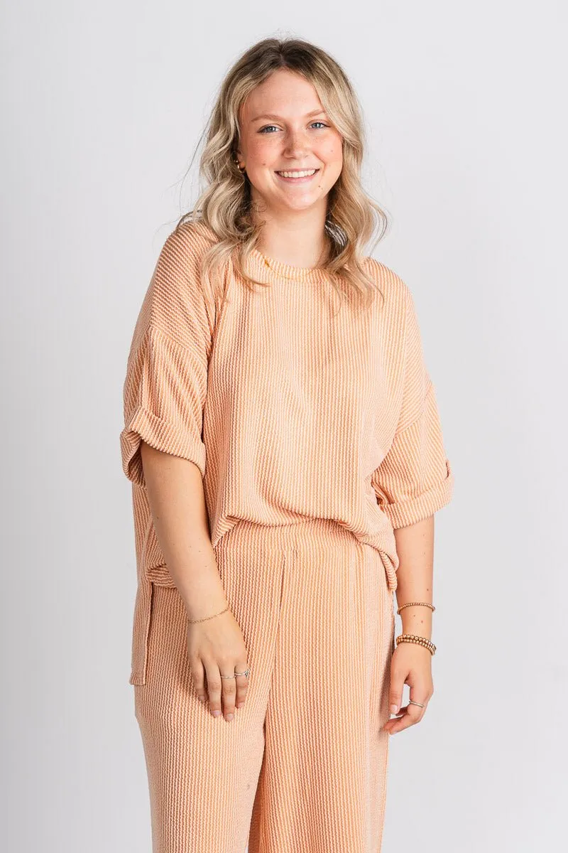 Ribbed short sleeve top pumpkin