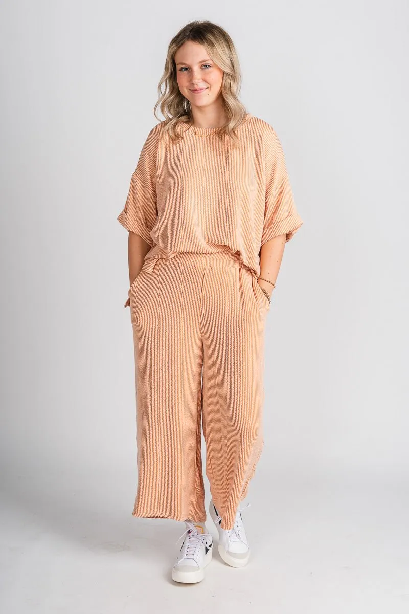 Ribbed short sleeve top pumpkin
